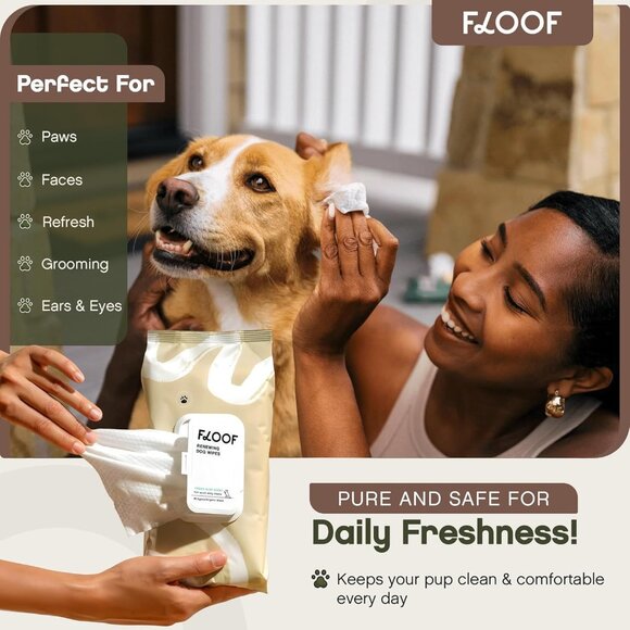 Hypoallergenic Dog Wipes – Natural Aloe Grooming Wipes for Paws Face Ears Eyes & - Picture 5 of 9